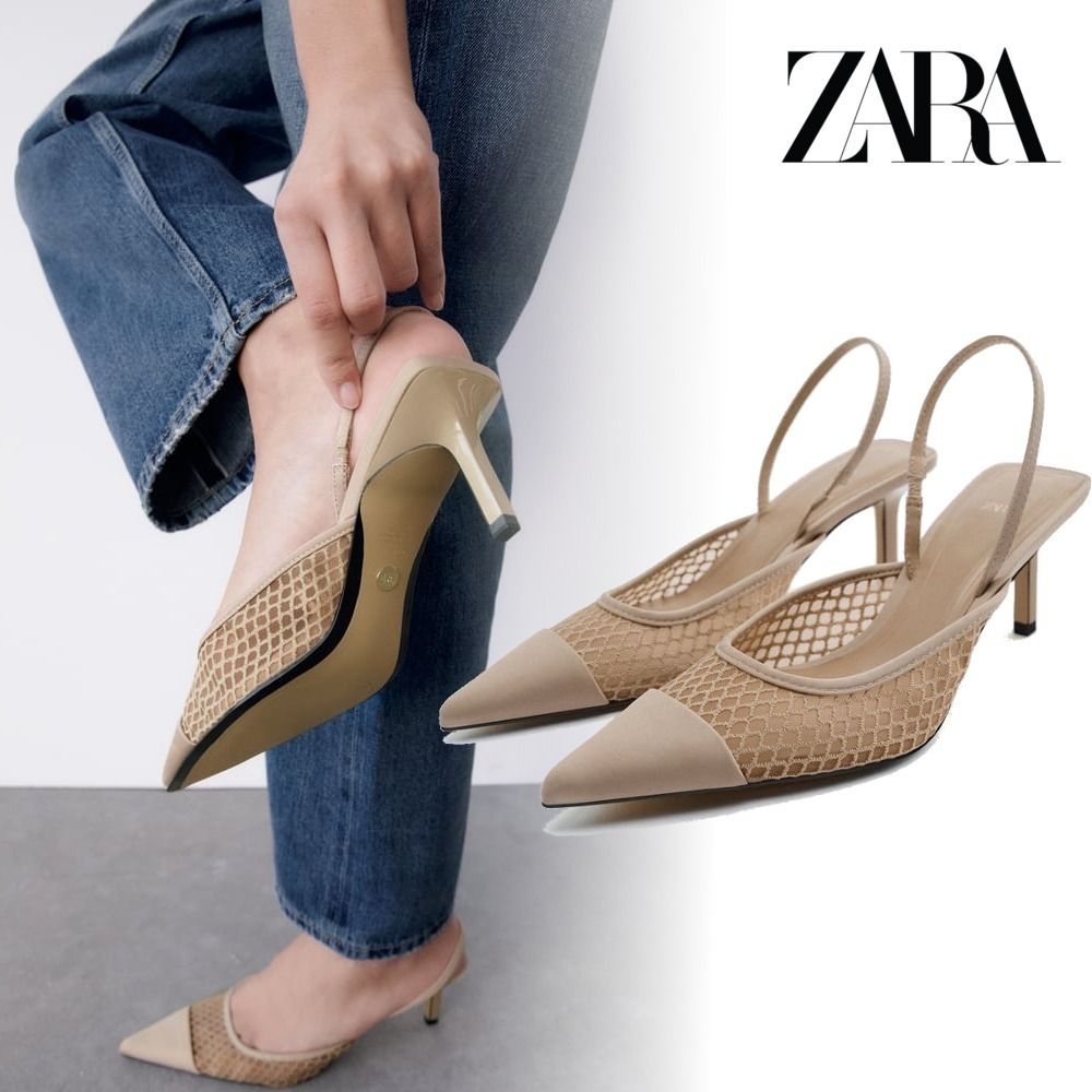 ZARA☆スリングバック仕様ミッドヒールメッシュシューズ (ZARA ZARA☆スリングバック仕様ミッドヒールメッシュシューズ (ZARA