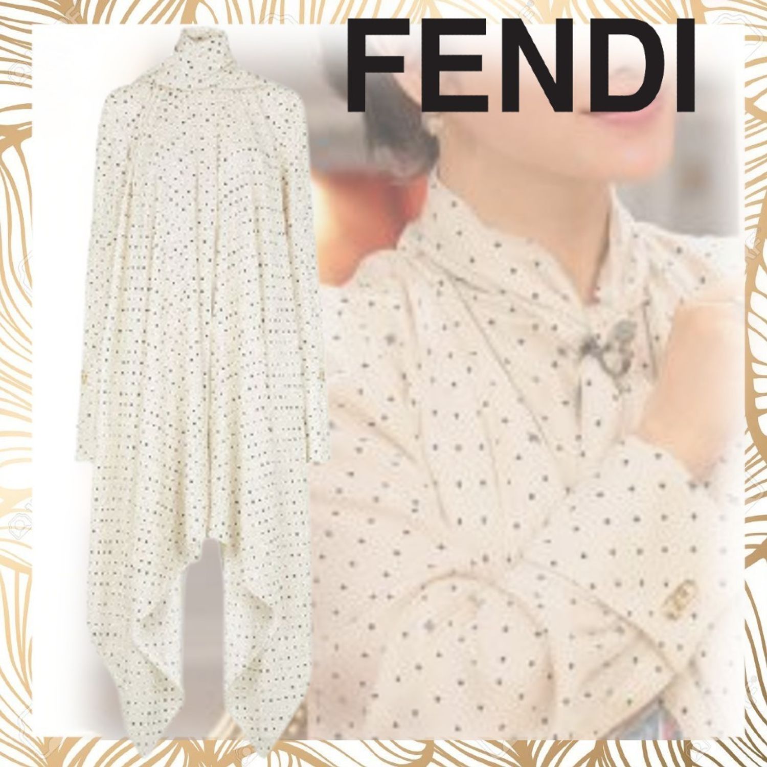 石原さとみさん着用 Fendi ホワイトにドットワンピ ボウタイ Fendi ワンピース Buyma