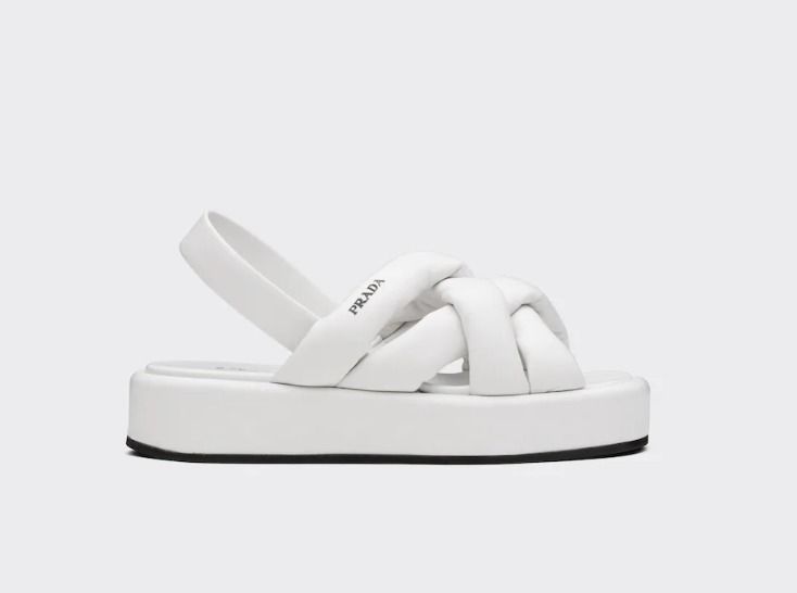 【国内発送＆関税込】PRADA ナッパレザー フラットサンダル 国内発送☆PRADA】ナッパレザー フラットフォームサンダル