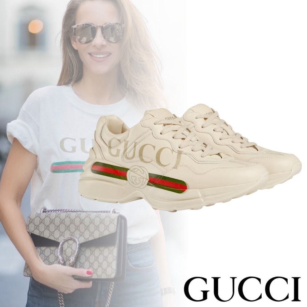 定価約14万 GUCCI グッチ ライトン GGロゴ レザー ダットスニーカー