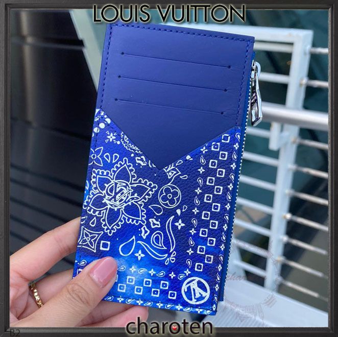 小バッグに】バンダナモノグラム☆スリムで便利なミニ財布 (Louis