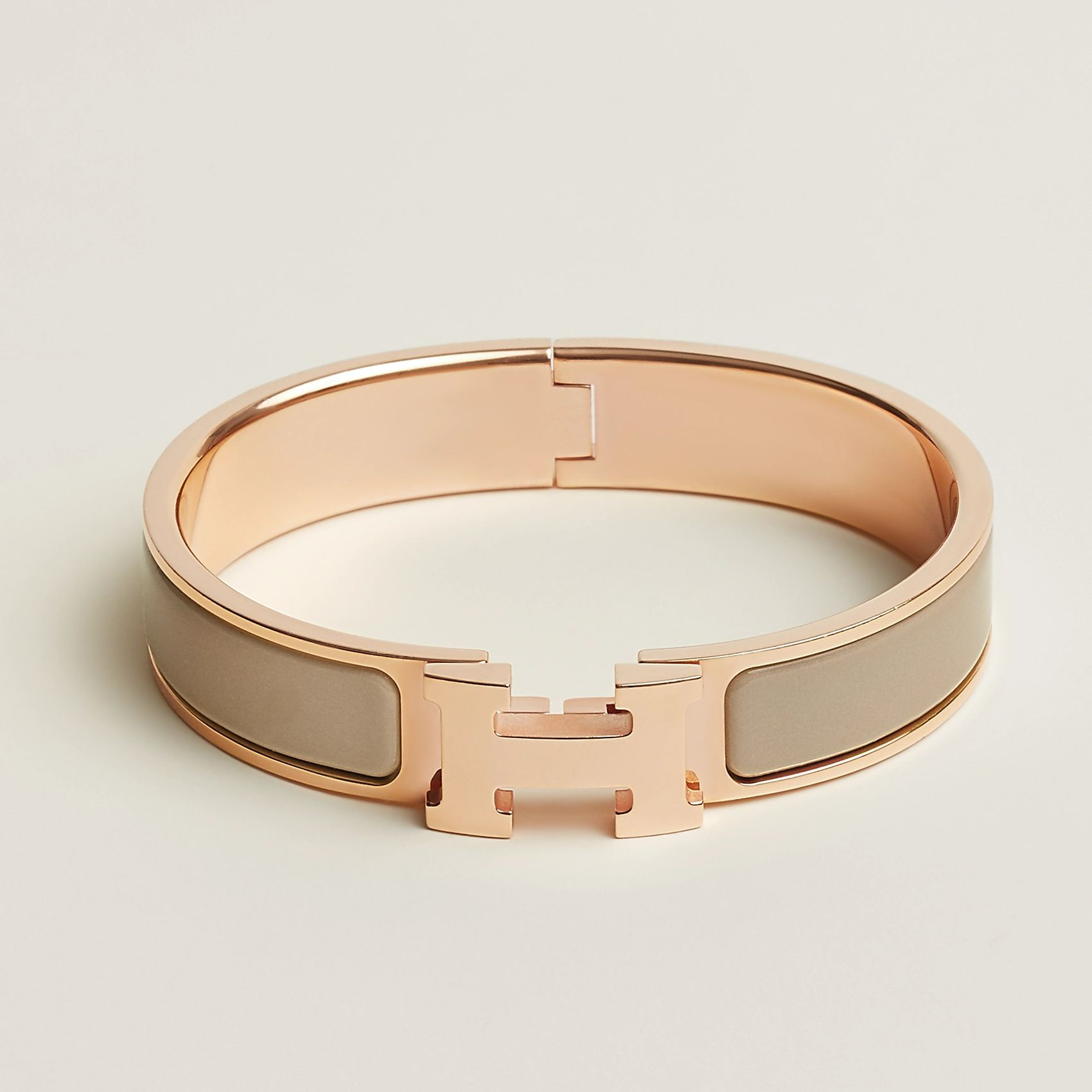 HERMES ブレスレット クリック H ローズゴールド 黒 白 クリーム