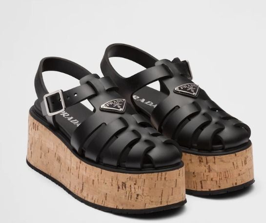 プラダ ウェッジ プラットフォーム ラバーサンダル 国内即発 (PRADA