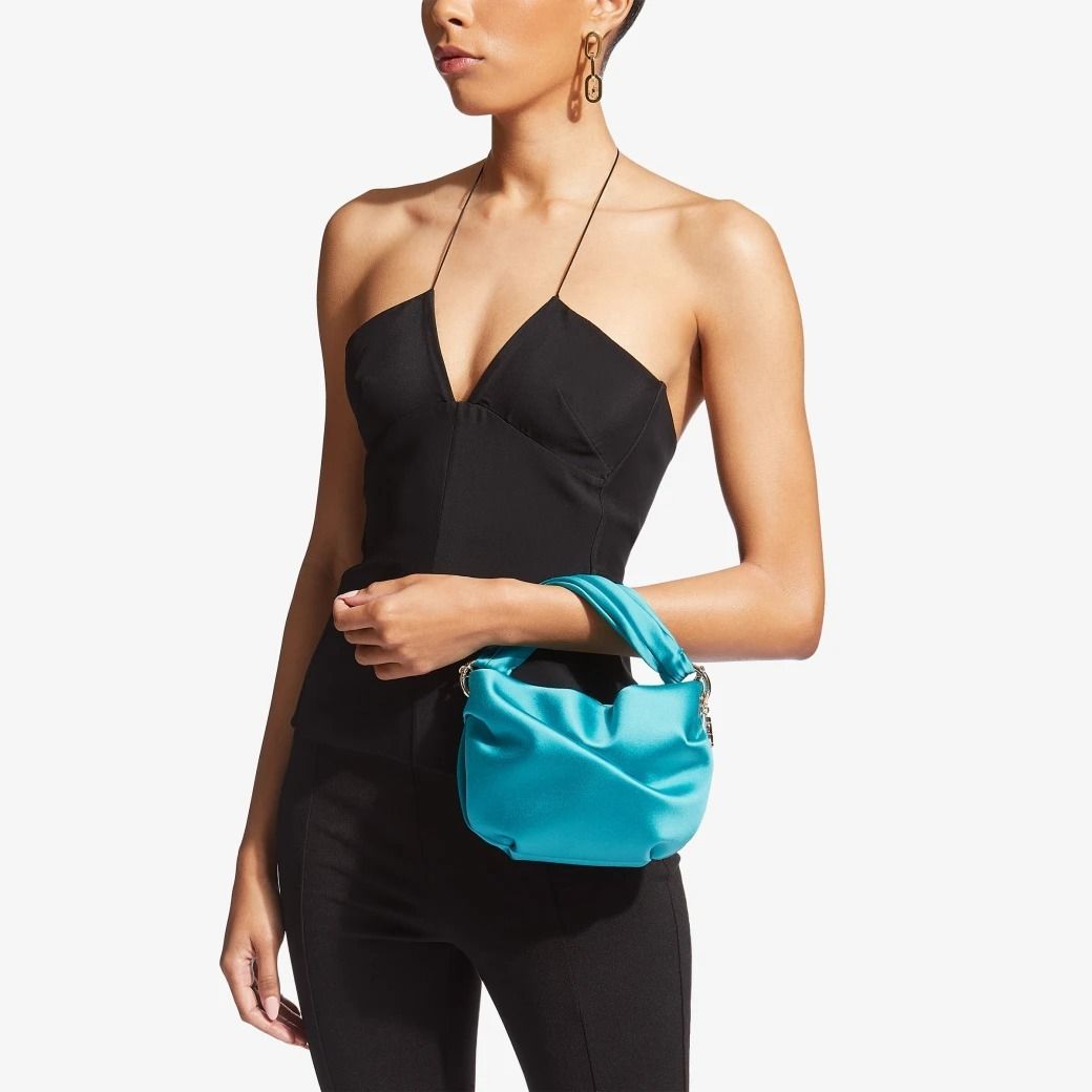JIMMY CHOO☆BONNYツイストハンドル付き Malibu サテン・バッグ (Jimmy JIMMY CHOO☆BONNYツイストハンドル付き Malibu サテン・バッグ (Jimmy