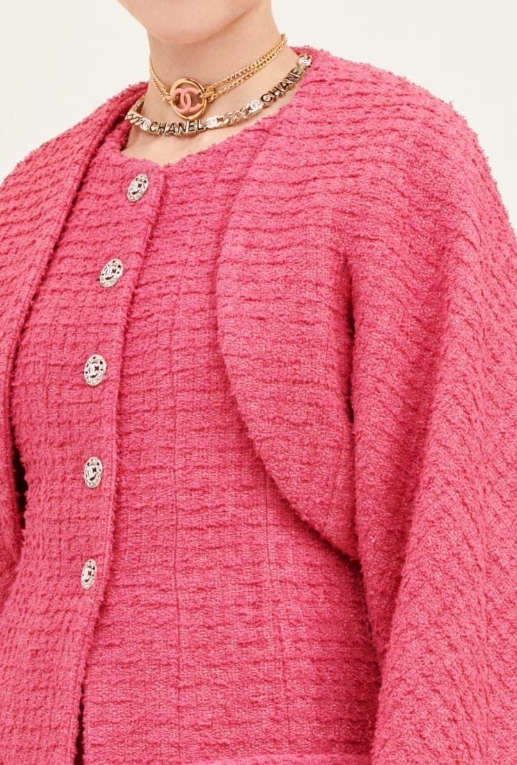 CHANEL 22春夏 LOOK44 ベスト ピンク ツイード DHL発送 直営店 (CHANEL