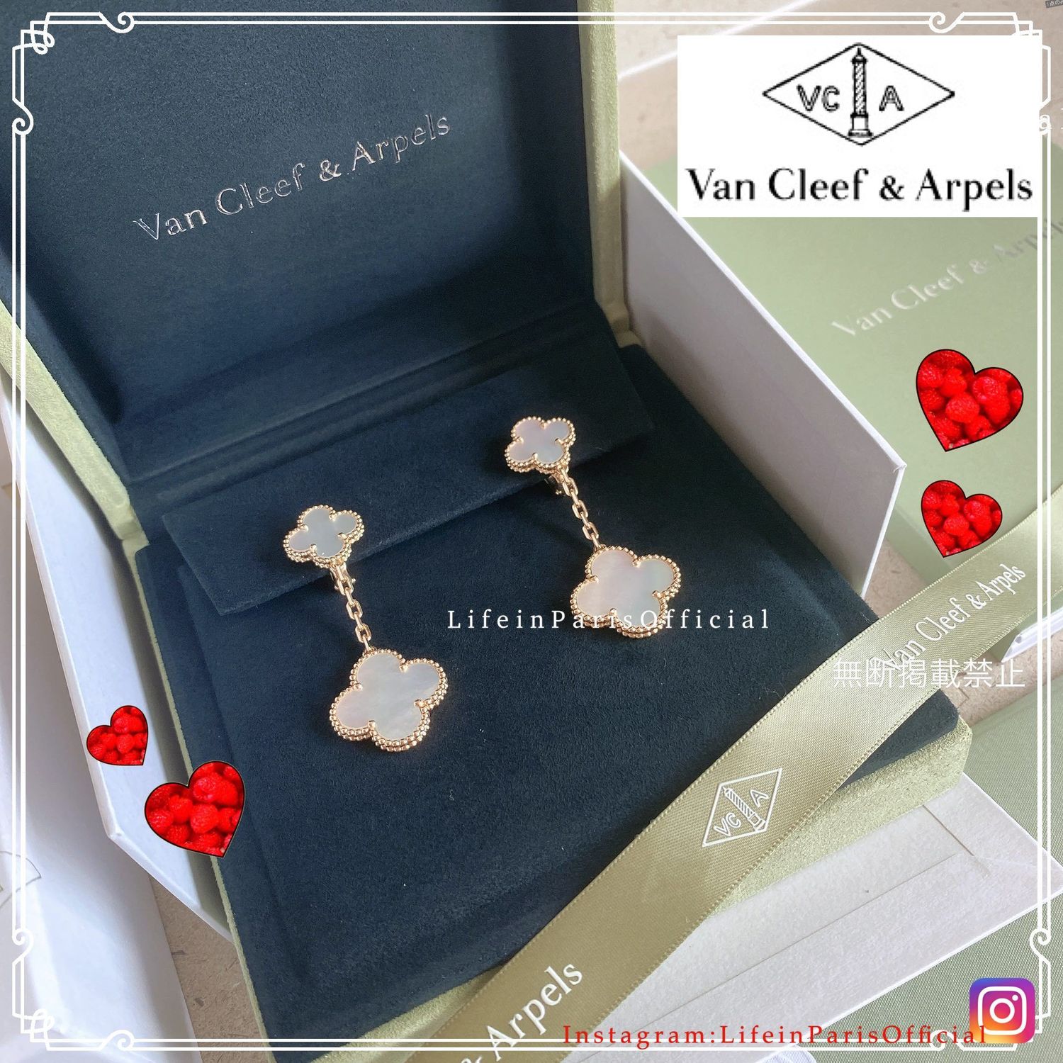 入手困難ヴァンクリーフ アルハンブラ白蝶貝 2motifピアス Van Cleef Arpels ピアス Buyma