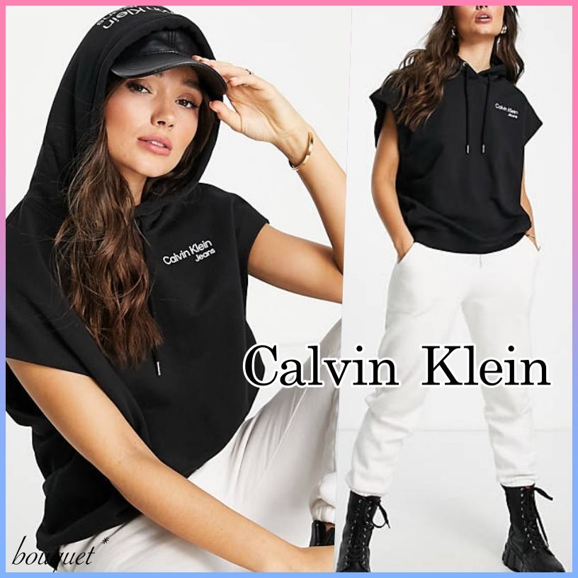 Calvin Klein♡Jeansロゴ ノースリーブ パーカー【送関込】 (Calvin Calvin Klein♡Jeansロゴ ノースリーブ パーカー【送関込】 (Calvin