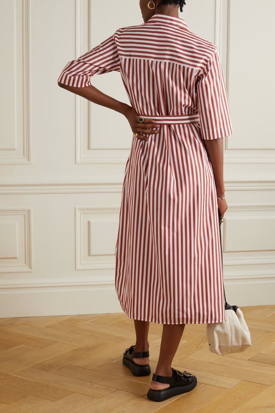 Max Mara】ストライプコットンポプリンシャツドレス 赤 青 (Max Mara Max Mara】ストライプコットンポプリンシャツドレス 赤 青 (Max Mara