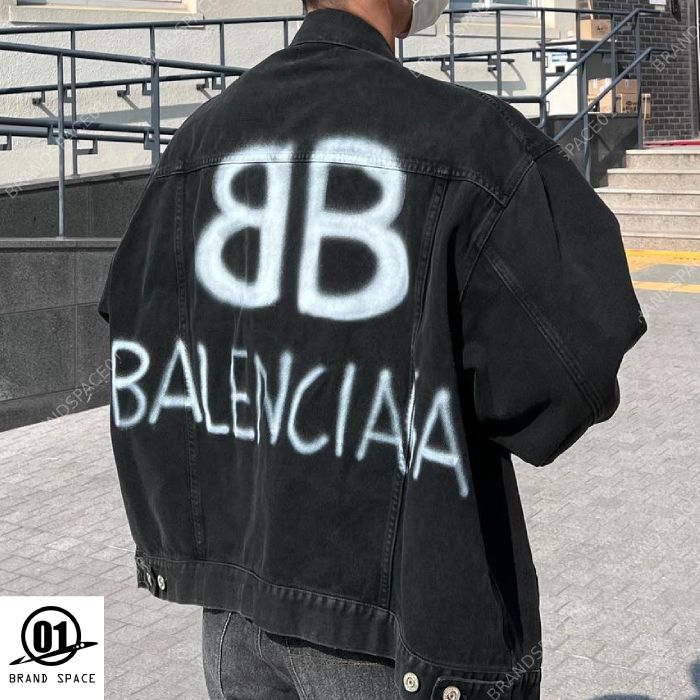 ファッション人気 BALENCIAGA バレンシアガ バックロゴ デニムジャケット 正規品