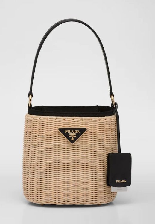 【PRADA】プラダ*キャンバス&ウィッカー バケットバッグ