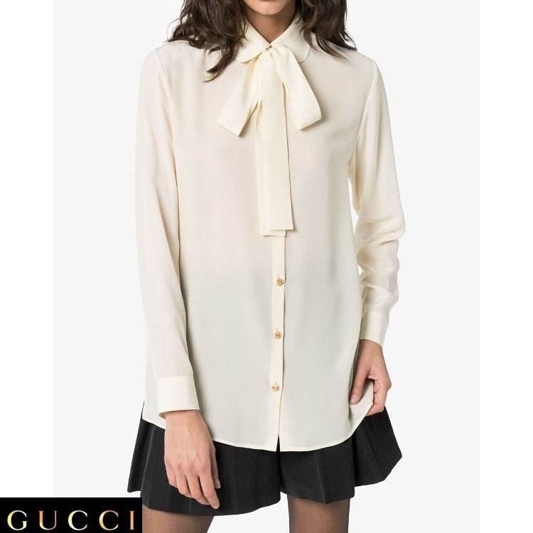 可愛い!【GUCCI】猫ブラウス (GUCCI/ブラウス・シャツ) 592367ZAAOG 販売買取 GUCCI ブラウス シャツ/ブラウス(半袖/袖なし)