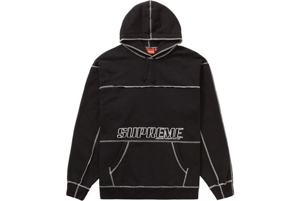 supreme カバーステッチ　ロゴフーディ