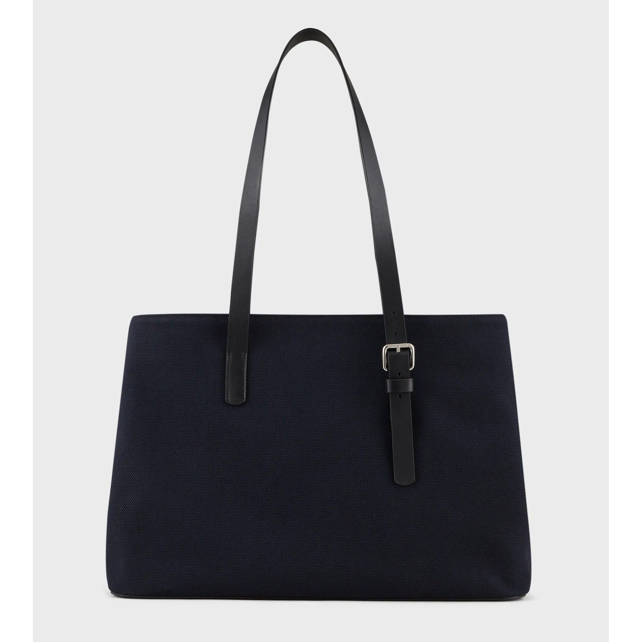 GIORGIO ARMANI キャンバス ロゴ トートバッグ ナイトブルー