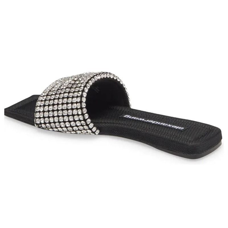 華やか☆】Alexander Wang◇Anya クリスタル スライドサンダル 特価正規品 華やかなリアルファーサンダル アレキサンダーワン サンダル