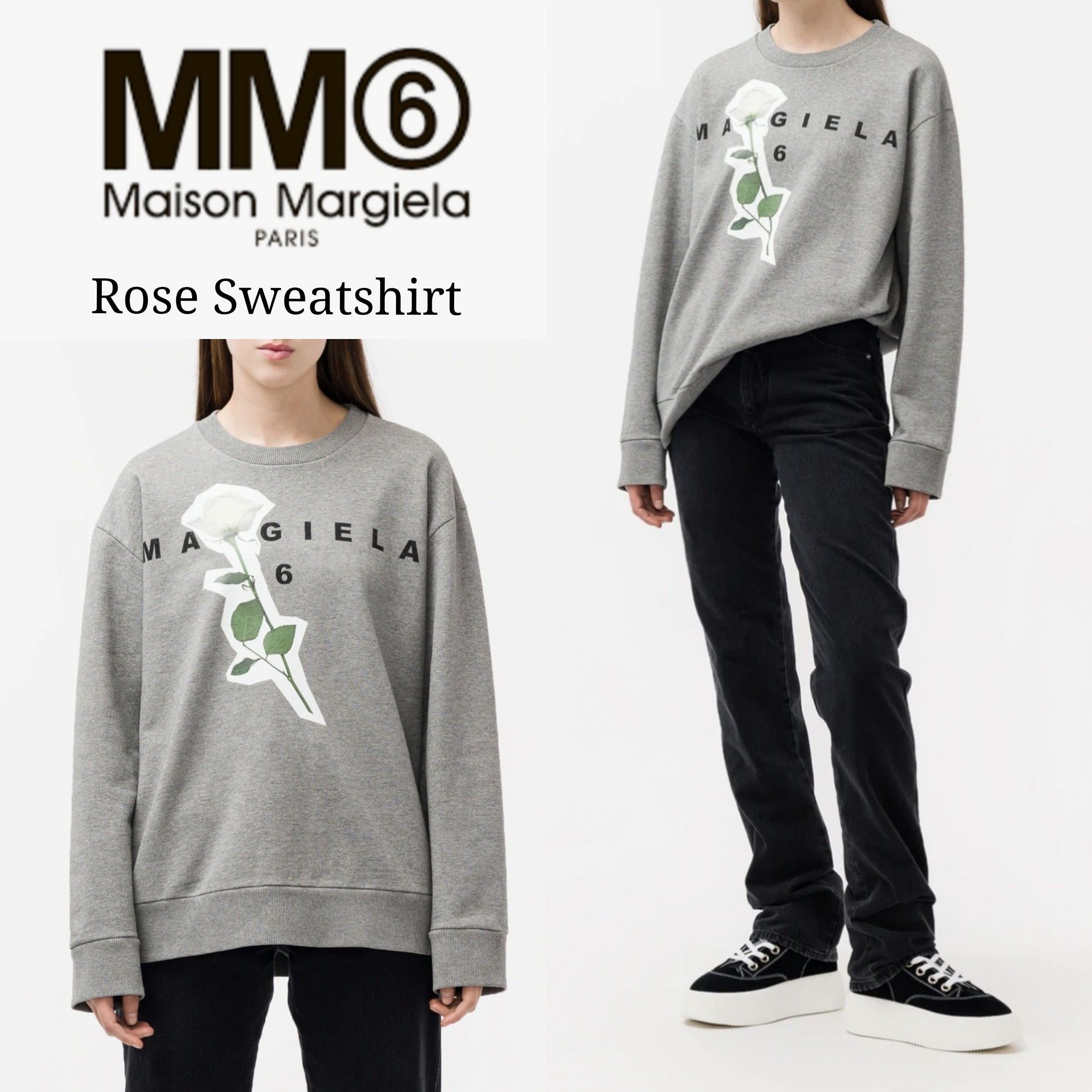 完売必須 【MM6 Maison Margiela】Rose Sweatshirt (MM6 Maison 買い半額 MM6 スウェットトレーナー 6 MARGIELA MAISON トレーナー/スウェット