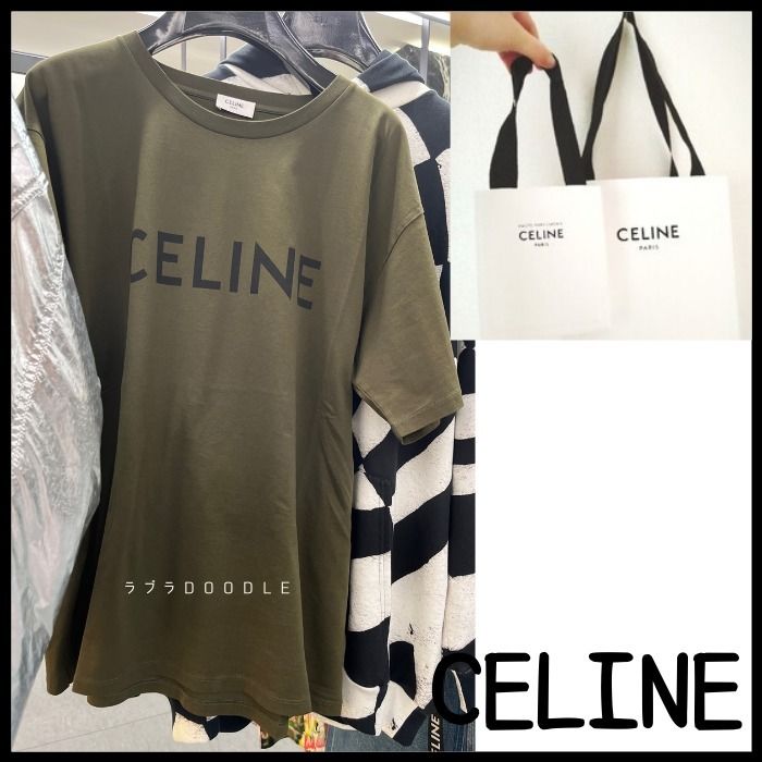ヘビロテ確定♪CELINE 半袖 ロゴ オーバーサイズ 2X681501F (CELINE/T ご購 M 半袖 CELINE Tシャツ/カットソー(半袖/袖なし)