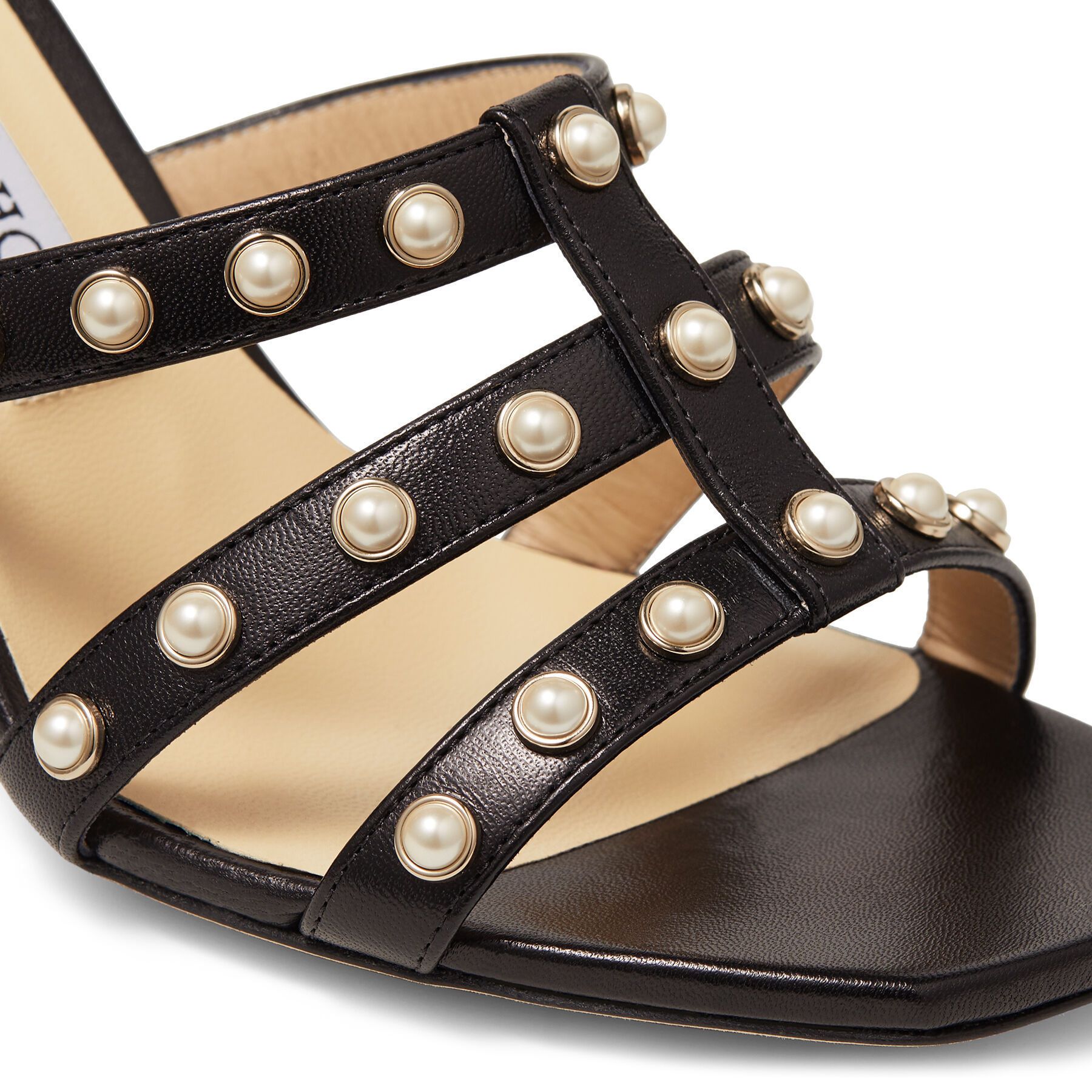 人気 華やか【Jimmy Choo】HAZAL 85 パールスタッズ付 ミュール (Jimmy ...