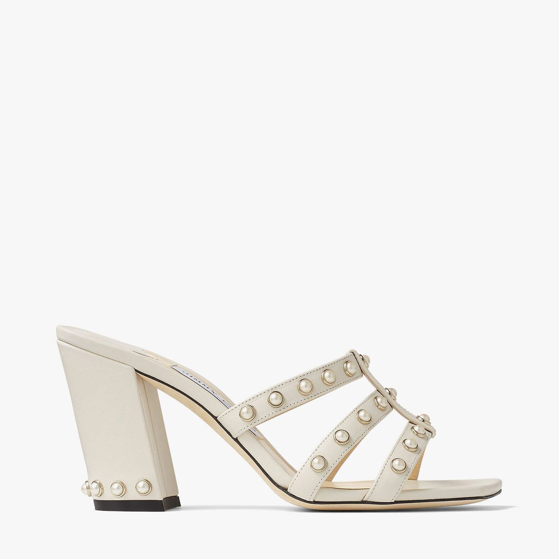人気 華やか【Jimmy Choo】HAZAL 85 パールスタッズ付 ミュール (Jimmy ...