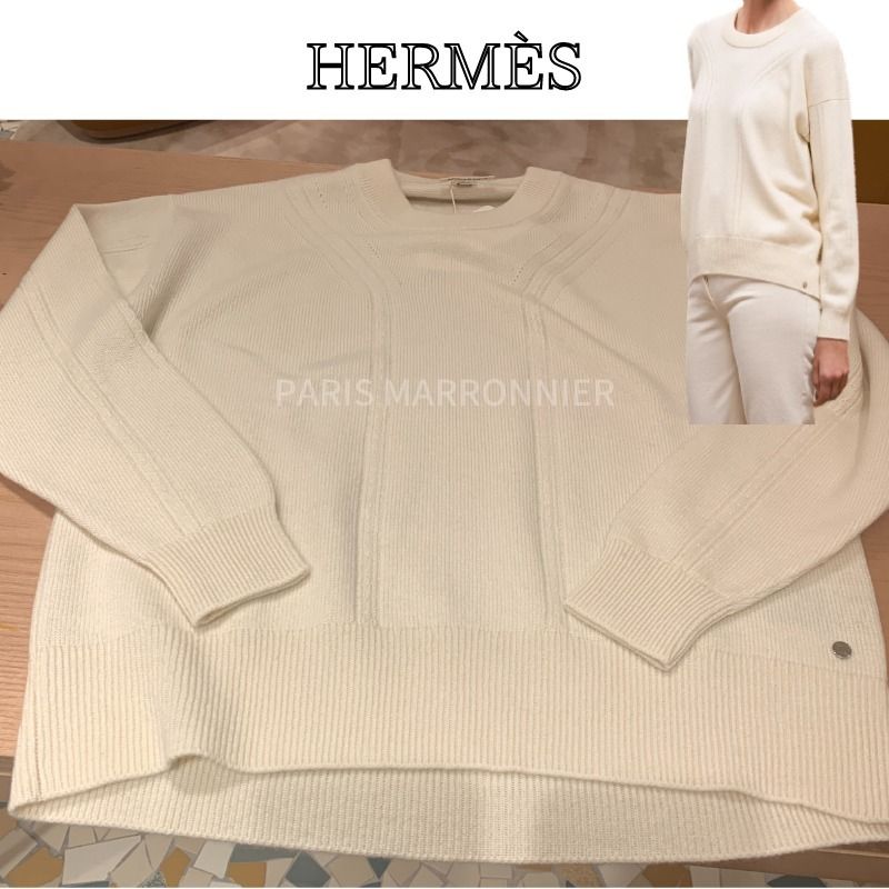 ☆2023秋冬☆【HERMES】チェーンステッチカシミアトップス (HERMES