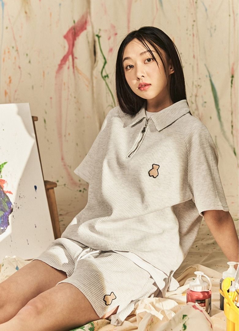 ☆人気☆【AQOstudiospace】☆AQO BEAR WAFFLE POLO TE.E☆ ☆人気☆【AQOstudiospace】☆AQO BEAR WAFFLE POLO TE.E