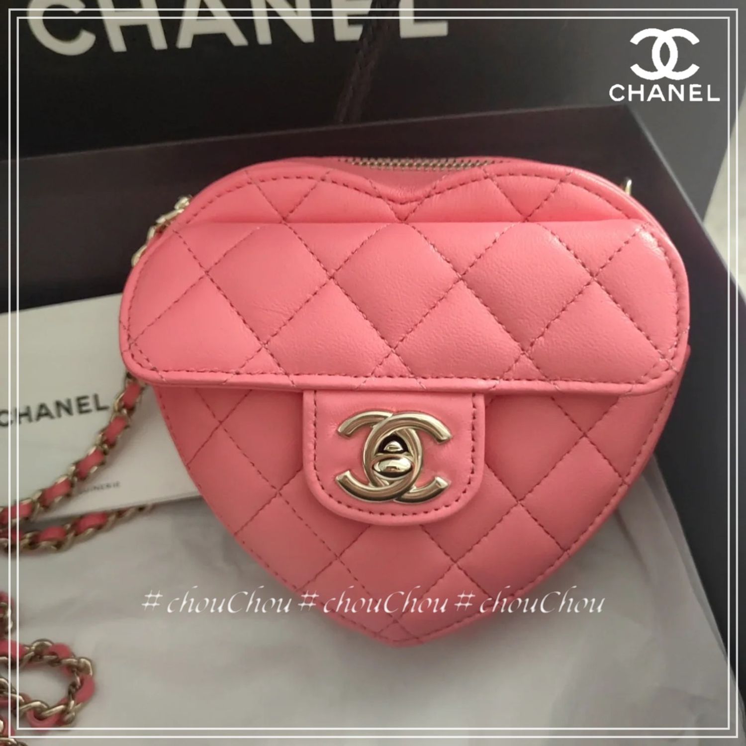 入手困難 愛らしいピンク シャネルハートチェーンバッグ Chanel ショルダーバッグ ポシェット Buyma