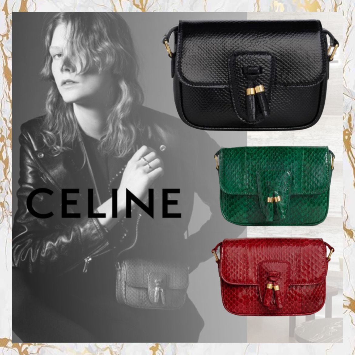 高級感◇CELINE◇タッセル スモール ショルダーバッグ/パイソン 新品即決 CELINE ショルダータッセルバッグ ショルダーバッグ