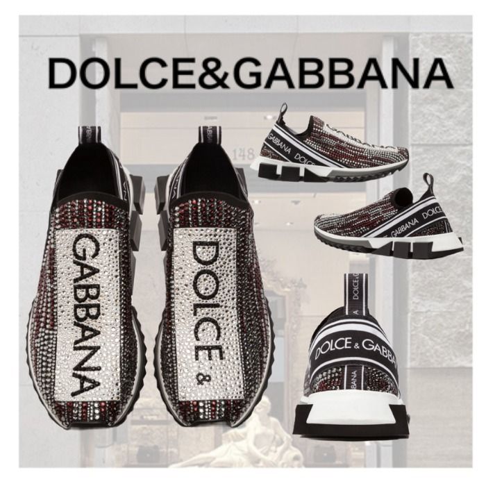 DOLCE&GABBANA ドルガバ SORRENTO ラインストーン スリッポン Dolce & Gabbana SORRENTO ラインストーン スニーカー ゴールド
