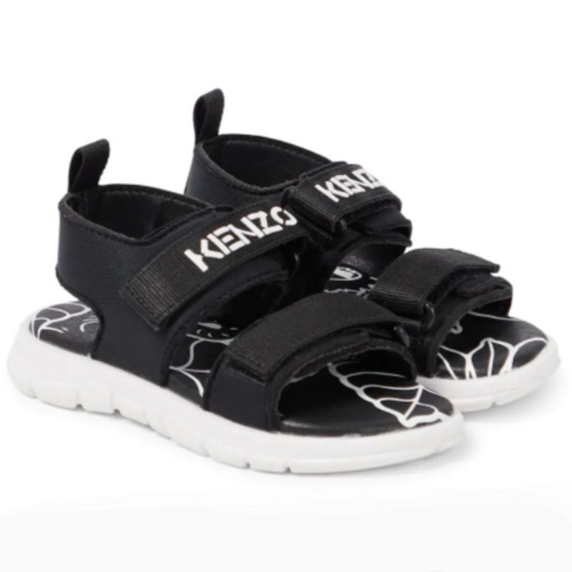 KENZO ベビー キッズ ロゴ ベルクロサンダル ブラック ピンク KENZO ベビー キッズ ロゴ ベルクロサンダル ブラック ピンク