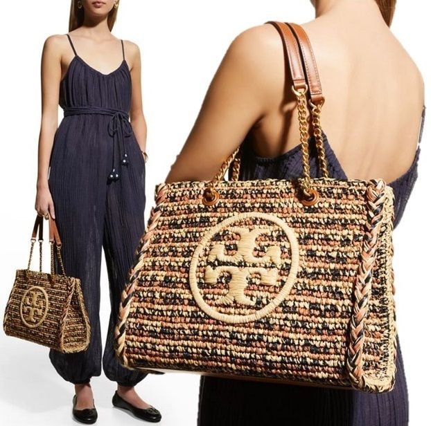 24ショップToryBurch トリーバーチ トートバッグ ラフィア カゴバッグ