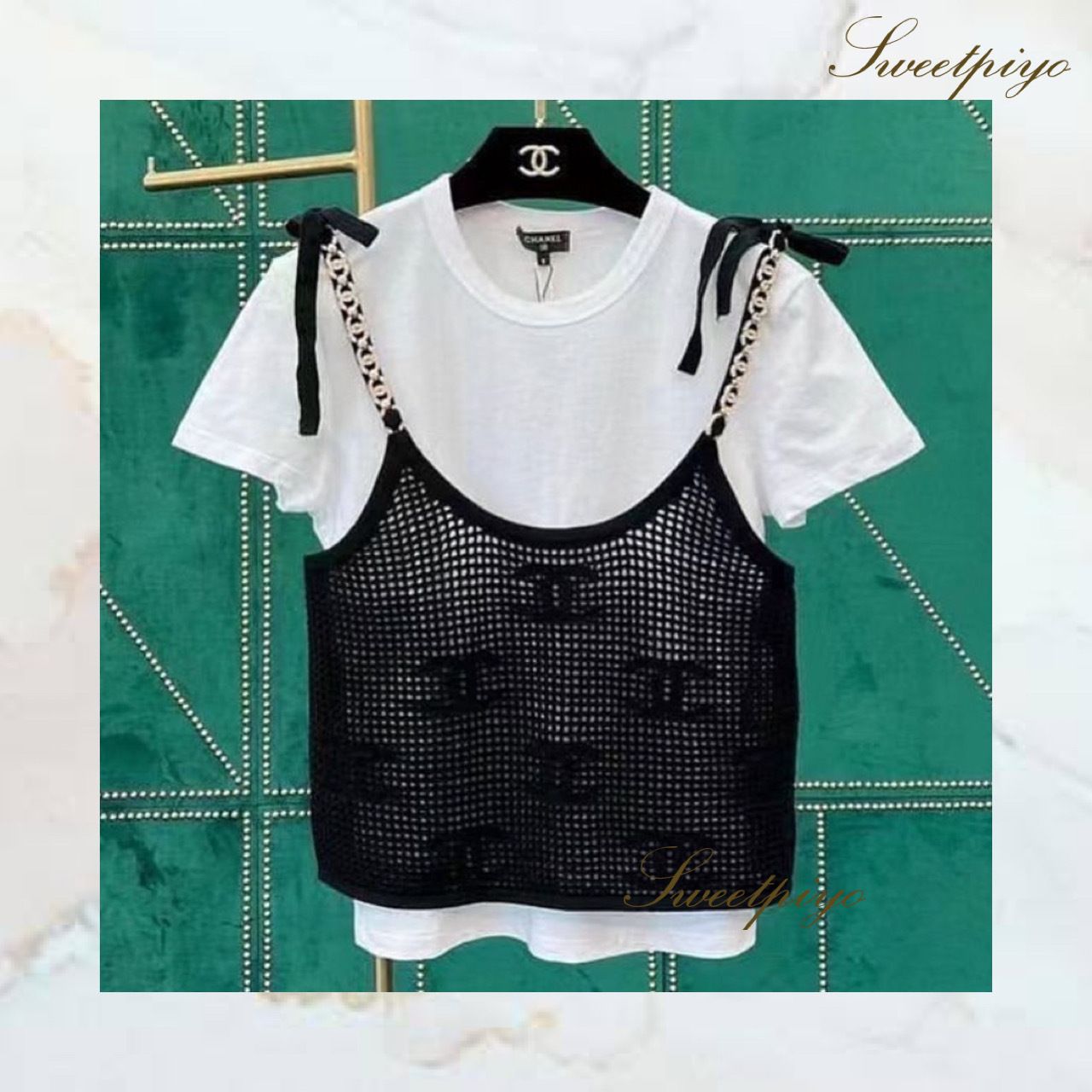 人気】シャネル☆トップ カシミヤ & コットン CC キャミ 黒 (CHANEL ...