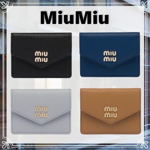 ☆MiuMiu☆ミュウミュウ ロゴ レザー カードケース☆直営店☆ (MiuMiu ...