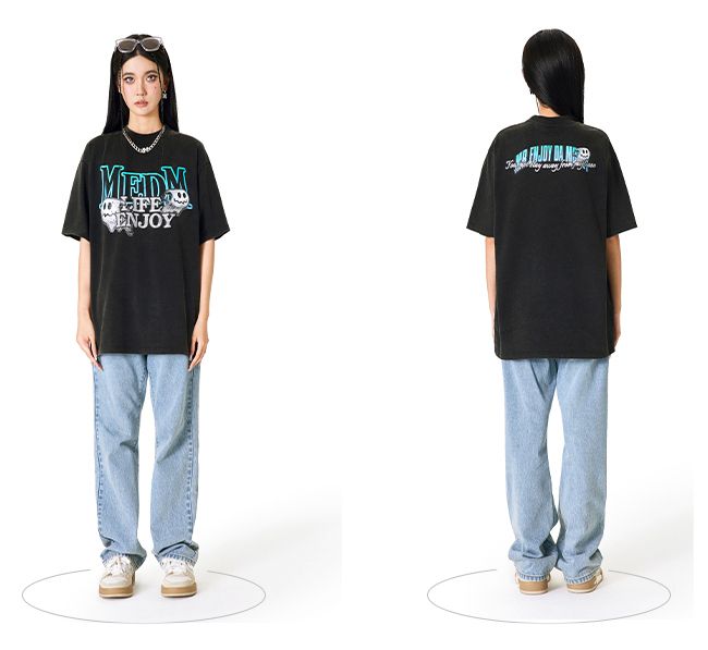 MEDM 新作 半袖 Tシャツ ロゴ 大人気 男女兼用 バックプリント MEDM 半袖 Tシャツ ロゴ バックプリント 大人気 男女兼用 ロング