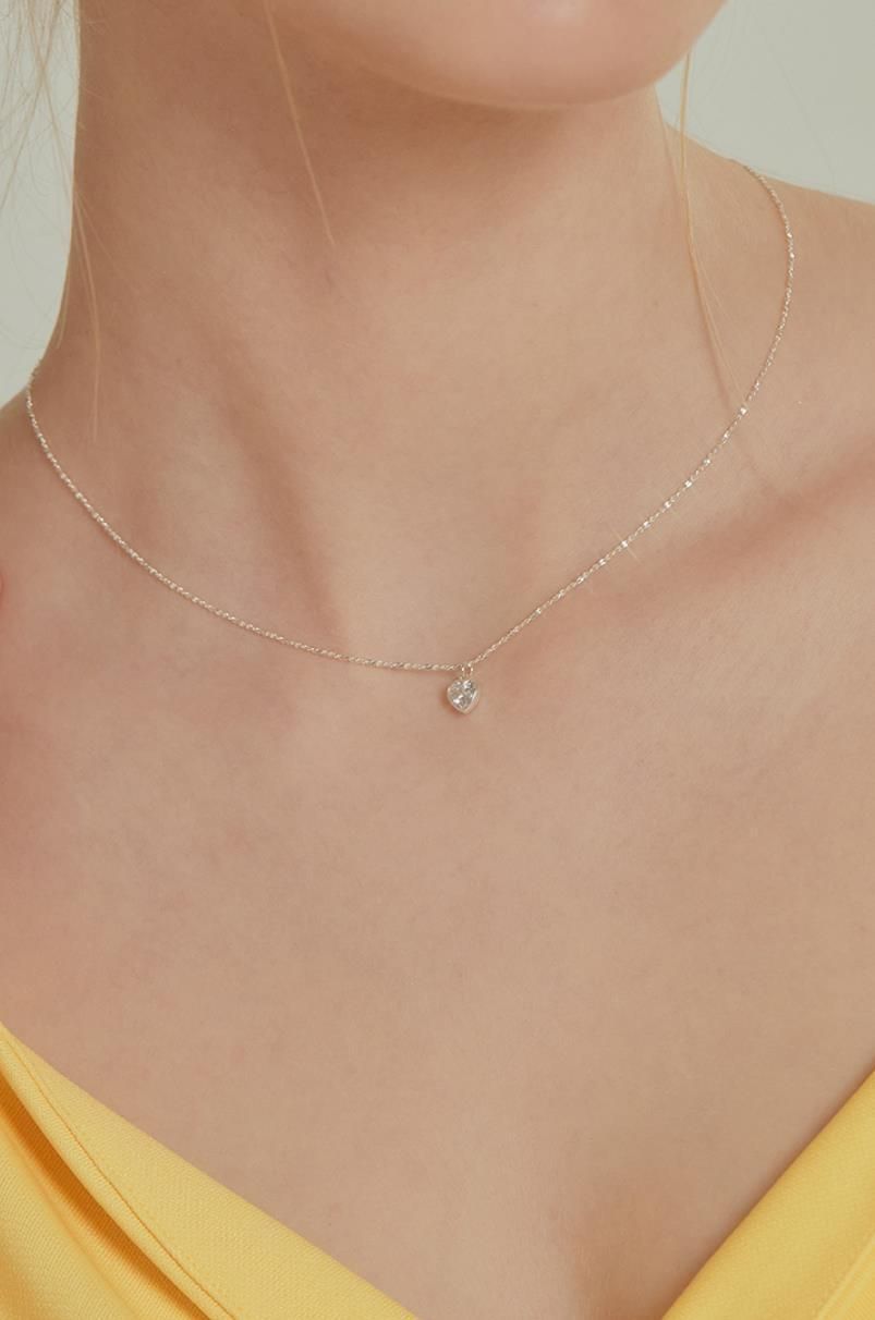 【TATIANA】Lovely Heart Cubic Silver Necklace〜ネックレス TATIANA】(SILVER925) Lovely Heart Cubic Silver Necklace