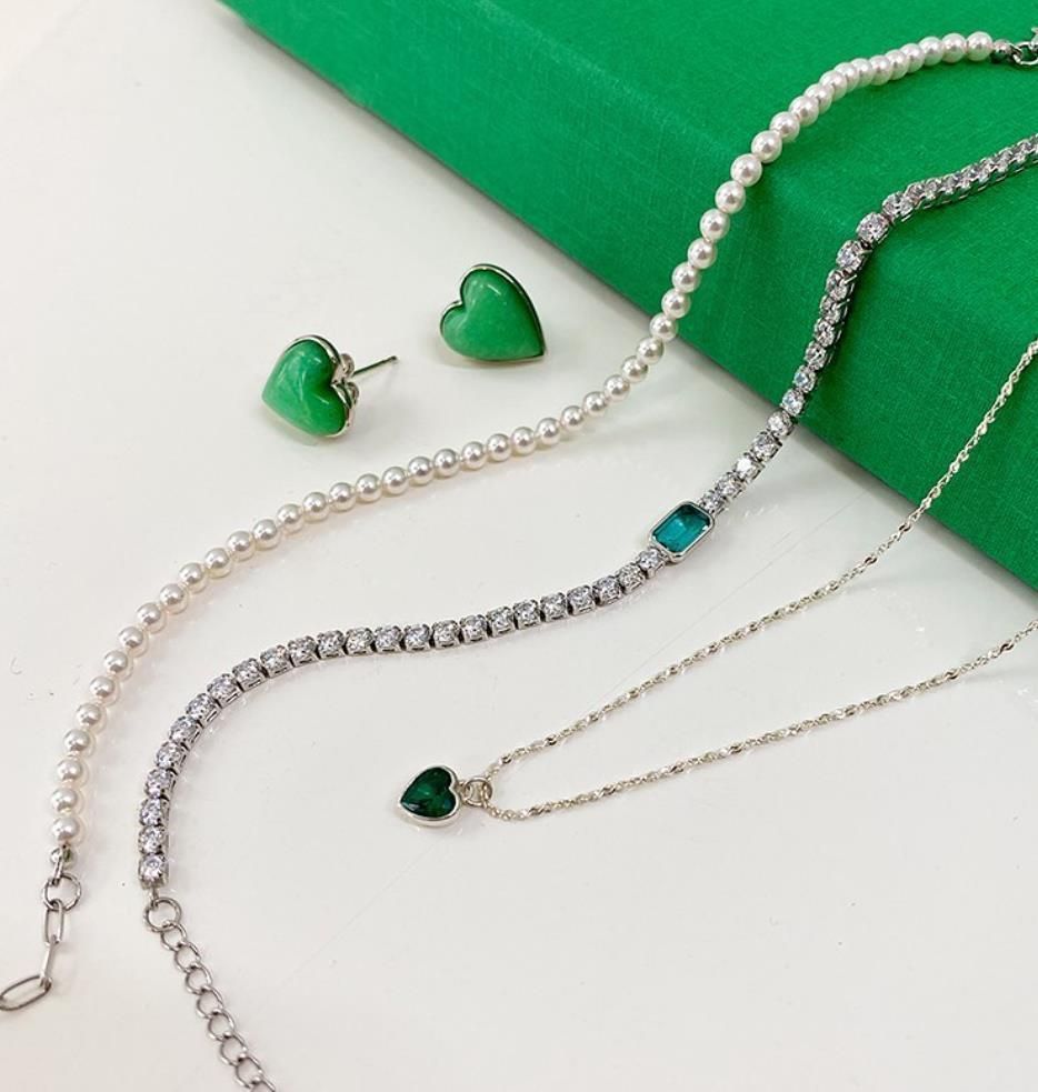 【TATIANA】Lovely Heart Cubic Silver Necklace〜ネックレス TATIANA】(SILVER925) Lovely Heart Cubic Silver Necklace