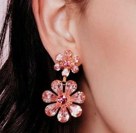 Elizabeth Cole ピアス ポピー 花 ドロップ ピンク フラワー