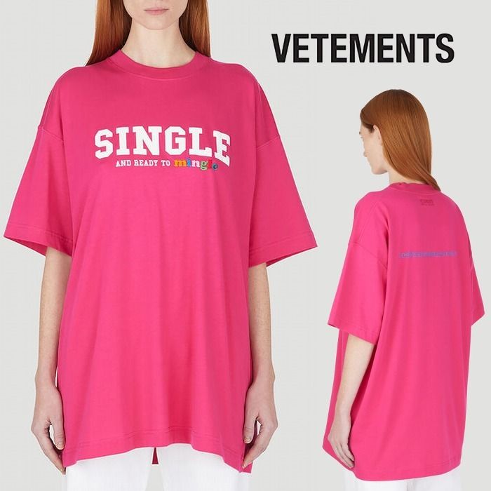 VETEMENTS ヴェトモン Single Ready To Mingle Tシャツ ピンク