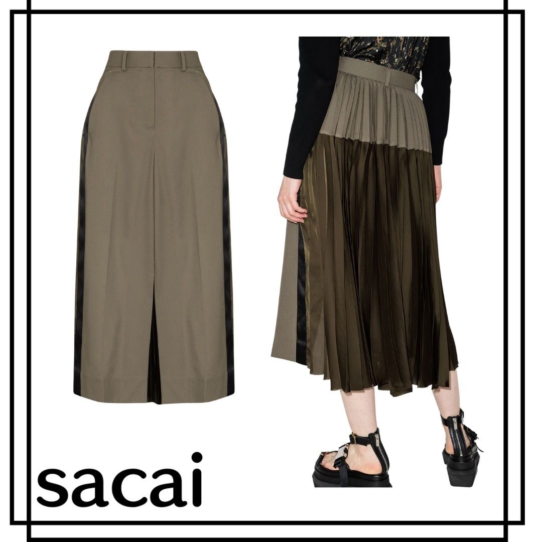 sacai】パネル プリーツ ウール スカート (sacai/スカート) 83518341