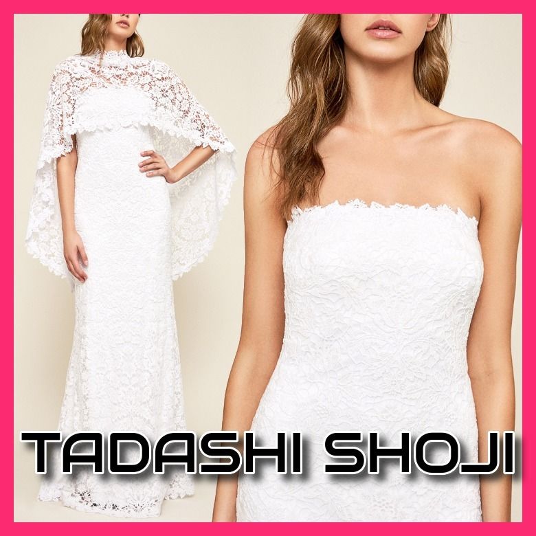 SALE!【TADASHI SHOJI】美しいハイローケープ付き☆2wayドレス ...