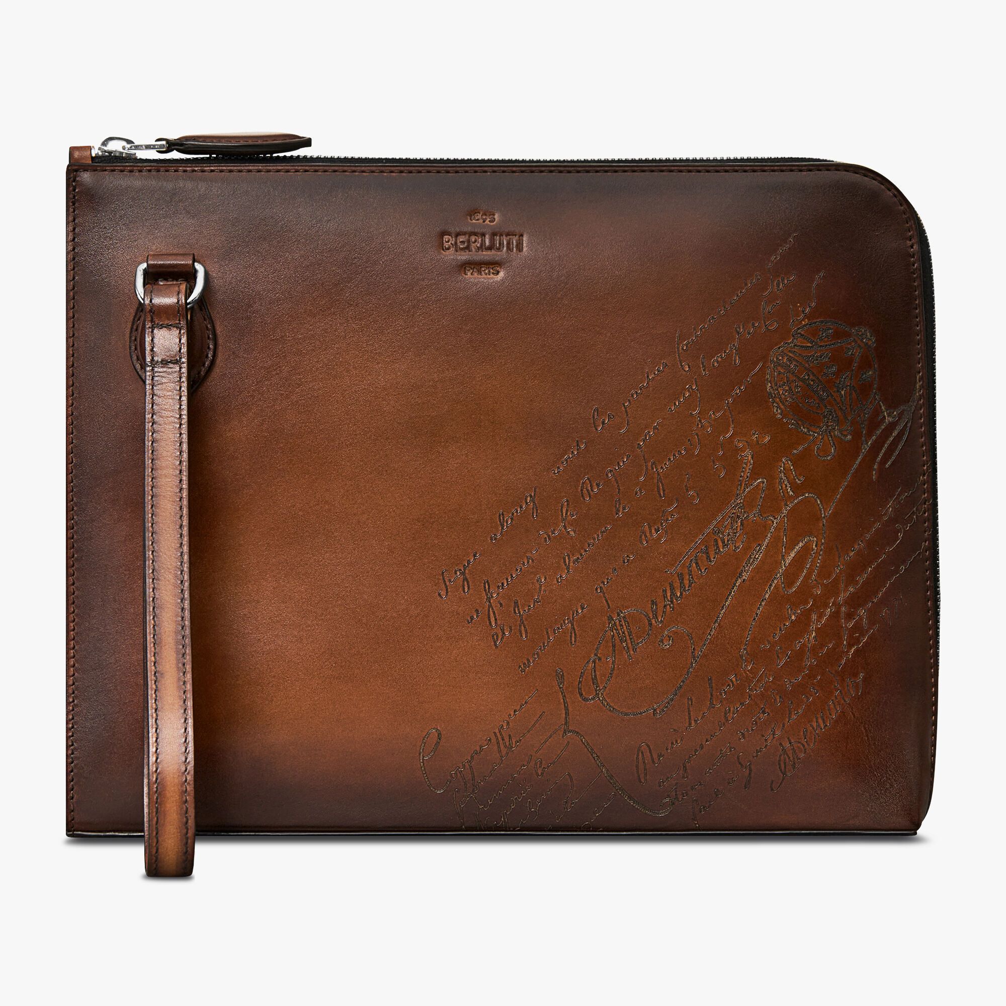BERLUTI☆ニノボリューム ストラップ スクリット レザークラッチ ...