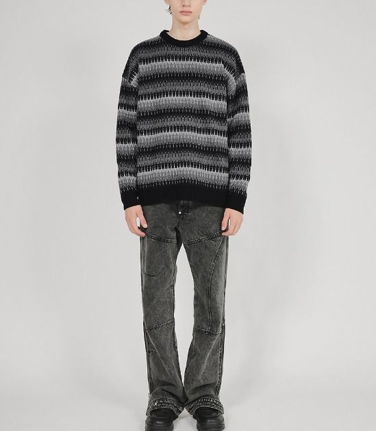 韓国 FLARE UP 6Mix knit Sweater 人気 Gray Mix UNISEX (FLARE UP 韓国 FLARE UP 6Mix knit Sweater 人気 Gray Mix UNISEX (FLARE UP