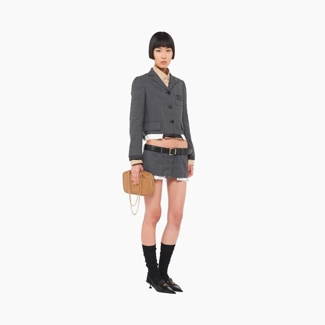 MIUMIU☆エンボスロゴパターンレザートップケース 【おトク】