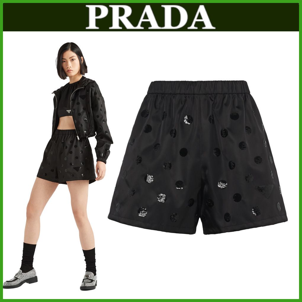PRADA♤ポルカドットRe-Nylonスパンコールショートパンツ (PRADA
