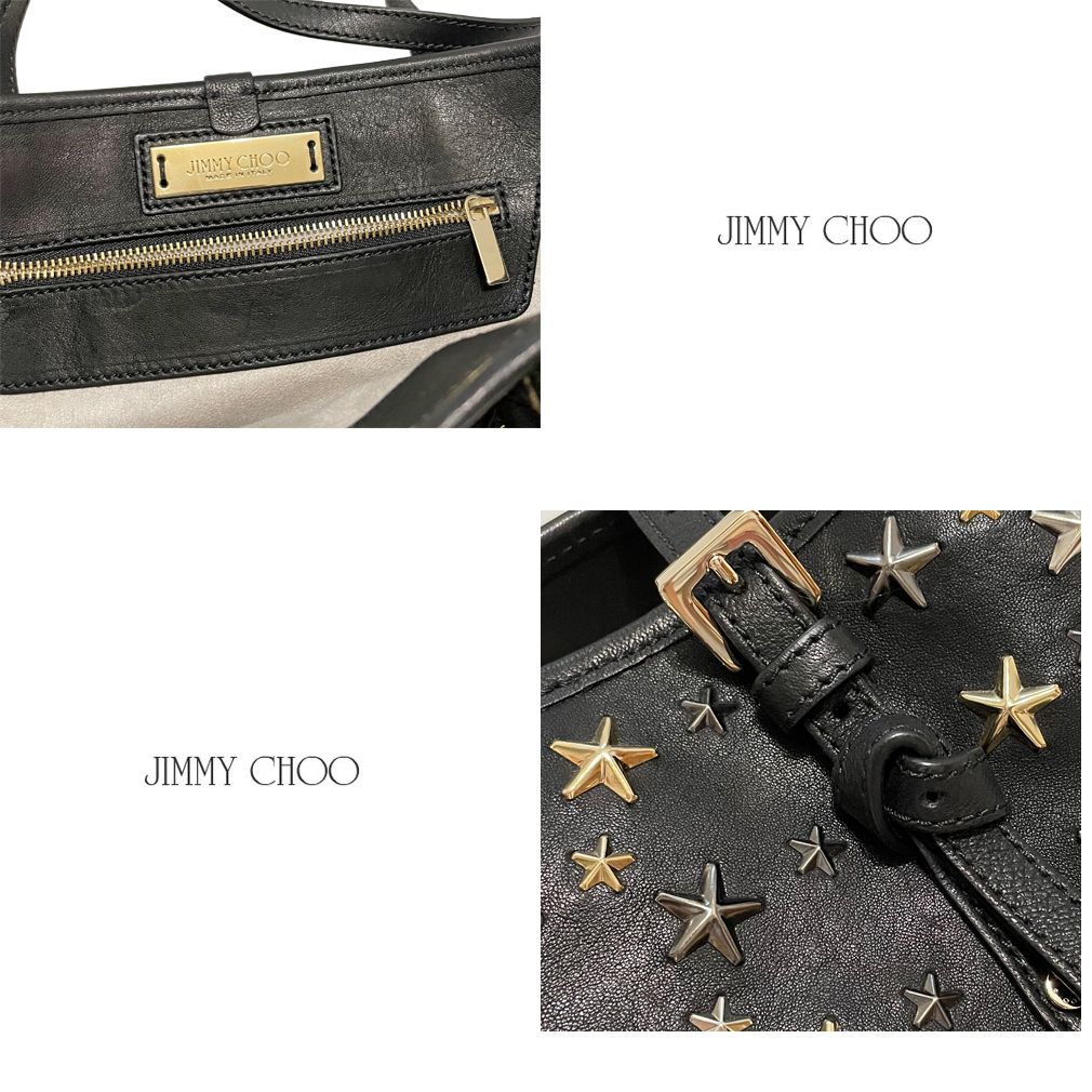 ジミーチュウJimmy Choo星スタッズトートバッグSASHA(サシャS黒 (Jimmy