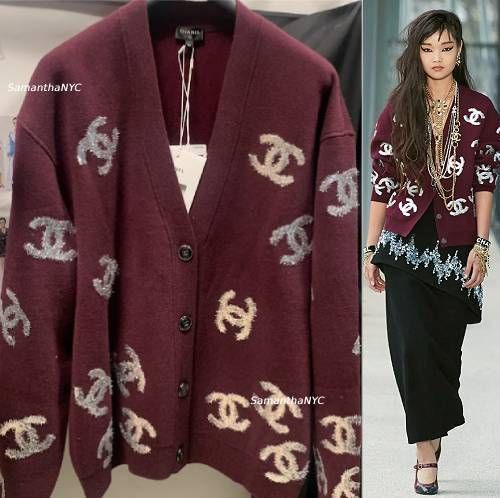 CHANEL グリッターカシミアカーディガン/バーガンディ/シャネル - www CHANEL グリッターカシミアカーディガン/バーガンディ/シャネル - www