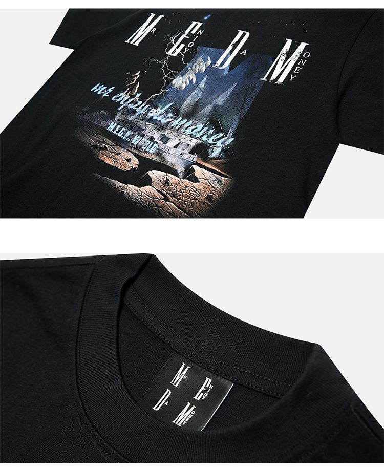 MEDM 半袖 Tシャツ プリント ロゴ 大人気 男女兼用 ヒップホップ