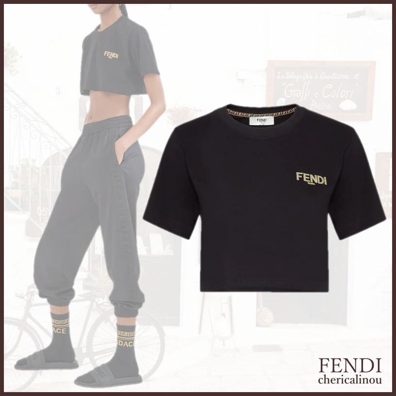 フェンディ ローマ ブラック ジャージ Tシャツ (FENDI/Tシャツ ...