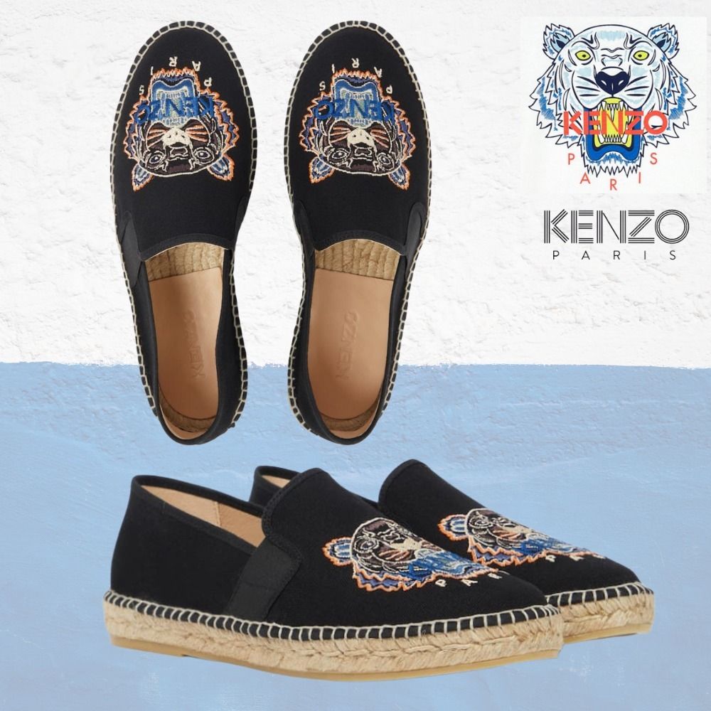 KENZO ケンゾー ロゴ 刺繍入 エスパドリーユ シューズ ブラック (KENZO ...