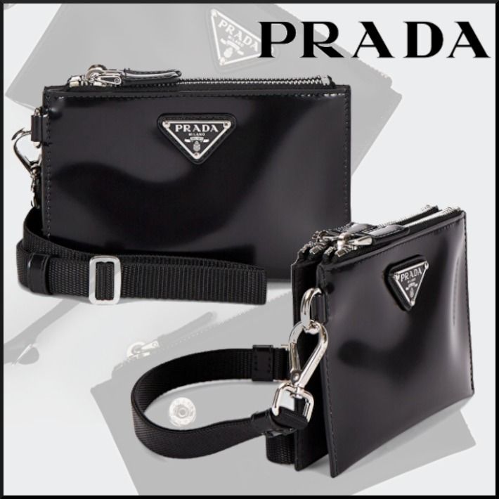 PRADA】ダブルミニポーチ トライアングルロゴ ブラック (PRADA/コイン ...