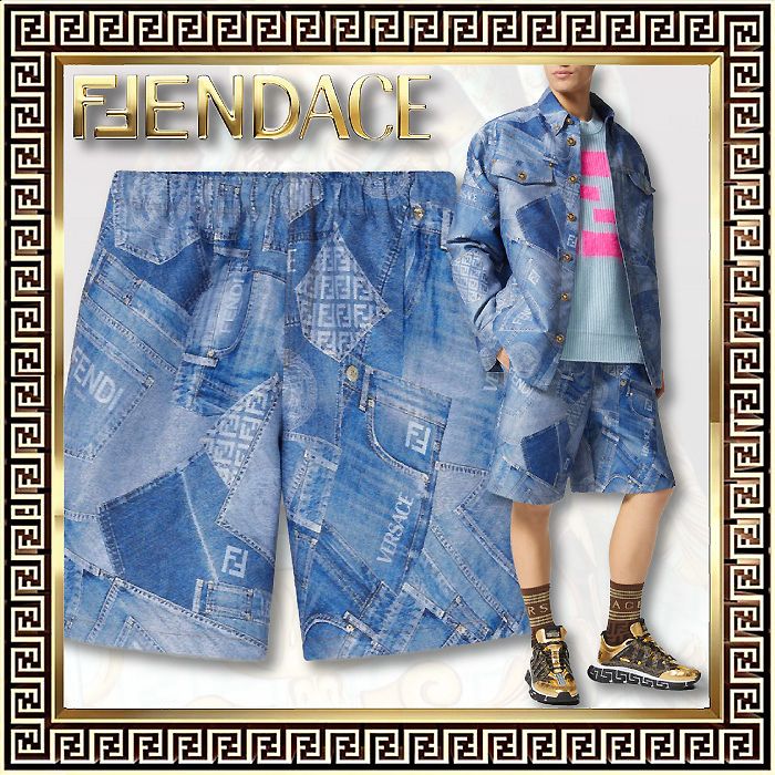 直営店 コラボ【FENDACE】デニムパッチワークジャカードショーツ 直営店 コラボ【FENDACE】デニムパッチワークジャカードショーツ