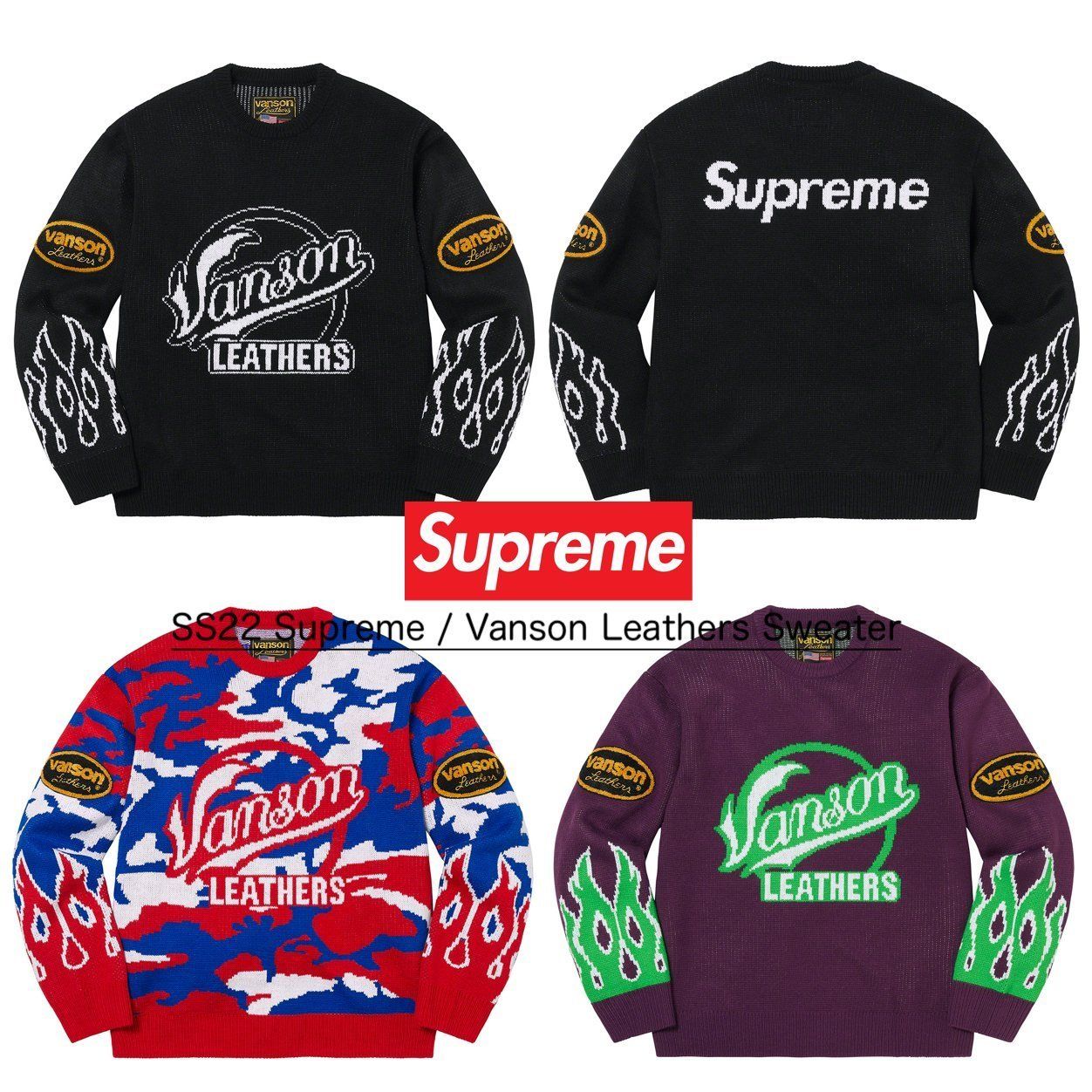 SS22 Supreme Vanson Leathers Sweater シュプリーム ヴァンソン ...